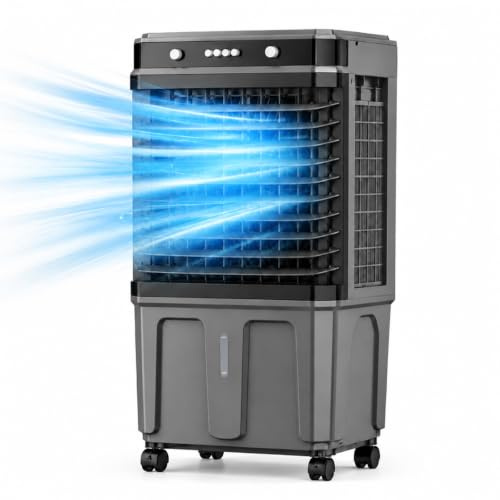 Enfriador De Aire Evaporativo 3 En 1 Climatizador Portátil, Depósito De Agua Grande De 30l,ventilador De 3 Velocidades, Oscilación Automática 120°,protección Sin Agua Para Dormitorio, Of 100cm/39.4in