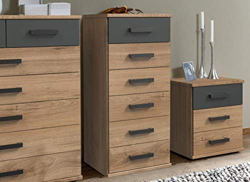 lifestyle4living Kommode in Plankene-Eiche-Dekor und grau. 6 Schubladen Sorgen für viel Stauraum in jedem Ihrer Räume.