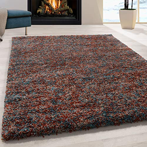 Vintage Stil Teppich Wohnzimmer Kurzflor Meliertes Design Esszimmer Schlafzimmer Flur Küchenteppich Weich & Flauschig Pflegeleicht Rechteckig Teppich in Farbe: Terrakotta, Grösse: 140 x 200 cm