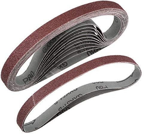 sourcing map 13mm x 455mm Bandes Abrasives 80 Grain Oxyde Aluminium 12Pcs