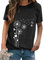 Dokotoo T-Shirt Damen Sommer Kurzarm Oberteile Schwarz Pusteblume Drucken Tee Tops Casual Rundhals Loose Shirts Blusen Large