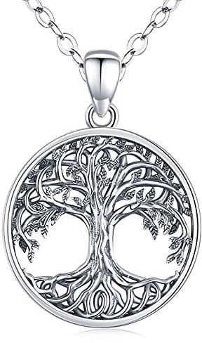 Baum des Lebens Kette Damen, 925 Sterling Silber Keltischer Lebensbaum Anhänger Halskette, Geburtstag Muttertag Schmuck Geschenke für Frauen Mädchen Mama Frau Freundin