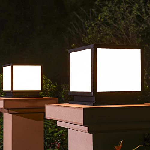FREEDL LED Pfostenlichter für den Außenbereich Quadrat Außenleuchte mit 3 Farbtemperatur Pollerleuchte Aussen Gartenleuchte Wasserdicht Sockelleuchte Schwarz Zaunpfosten Lampe,M
