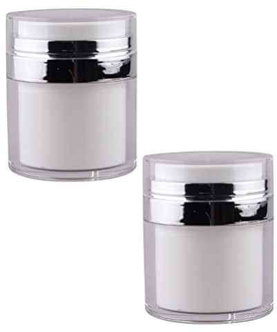 LALAFINA 2PCS 30ML Airless Pump Jars Airless Cosmetic Containers Refillable Lotion Jar Travel Lotion Dispenser for Creams Gels Lotions