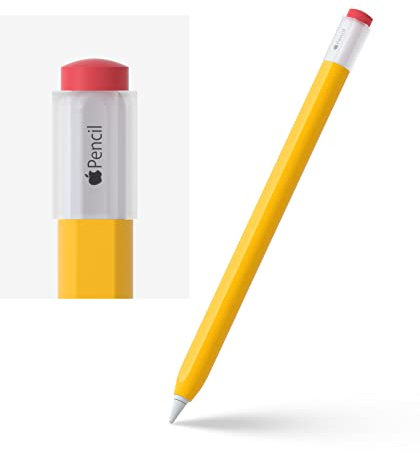 ELETIUO Silicone Case Compatible with Apple Pencil 2nd Generaion Cover,Protective Holder Grip Sleeve with Cap Accessories Compatible with iPad Pro 11 12.9 inch,Yellow