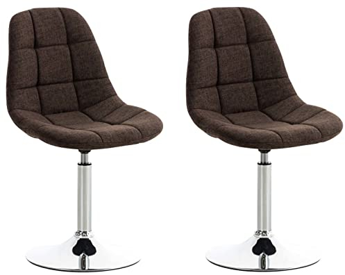 CLP 2er Set Stühle Emil Stoff I Mit Gestepptem Sitz I Drehstühle Mit Trompetenfüße In Chromoptik, Farbe:braun