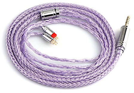 LINSOUL Tripowin Zonie IEM Kabel, 16 Adern Versilbertes Kopfhörerkabel, 1.25m SPC in Ear Monitor Kabel für KZ ZS10 PRO 2 AS10 PRO Tangzu Wan'er SIMGOT EM6L(4,4mm)(0,78mm 2pin,Lila)