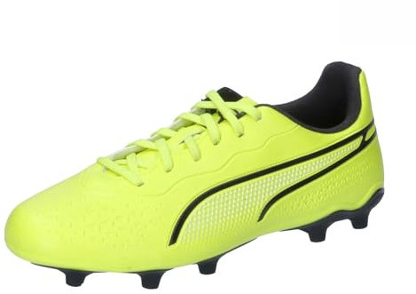 Puma Unisex Youth King Match Fg/Ag Jr Soccer Shoes, Electric Lime-Puma Black-Poison Pink, 10 UK