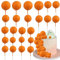 Gyufise 30Pcs Balls Cake Toppers Ball Cake Picks Foam Ball Shaped Cupcake Toppers Mini Balloons Baby Shower Cake Decorations for Wedding Enaggement Bridal Shower Birthday Party Supplies Orange