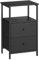 VASAGLE Bedside, Set of 2, Side End Tables with 2 Fabric Drawers, 61 cm Tall with Storage Shelf, for Living Room, Bedroom, Ash Black, Ink Black, and Matte Black, 38 x 28 x 61 cm