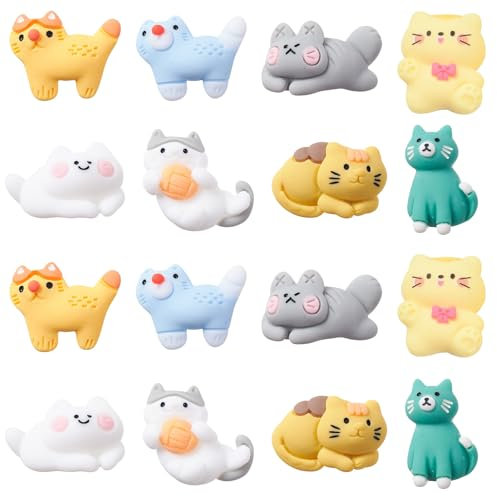 Stiesy 30 Stück Katzen-Harz-Cabochons für Haustiere, Katze, flache Rückseite, Schleim-Anhänger, niedliches Kätzchen, Nagelanhänger, Cabochons für Kunst, Handwerk, Dekoration, Zubehör