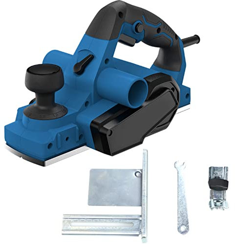 Lechnical Electric Planer, 6Amp 710W 17000 RPM Power Hand Planer, 3-1/4 Inch Cut Width, Dual-dust Out System, Dual-Handle Design, Blade Protector, 2 Reversible HSS (Installed) UK Plug 220-240V