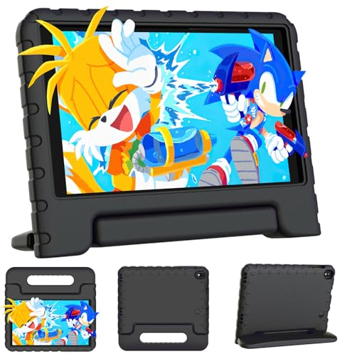 Tablet Para Niños 8 Pulgadas con Wi-Fi, Android 2GB RAM + 32GB ROM (1TB TF), GPS, 1280*800 HD Tablet Niños con BT5.0, Control Parental, 5MP + 2MP, Tablet Infantil con Funda EVA Shockproof, Negro