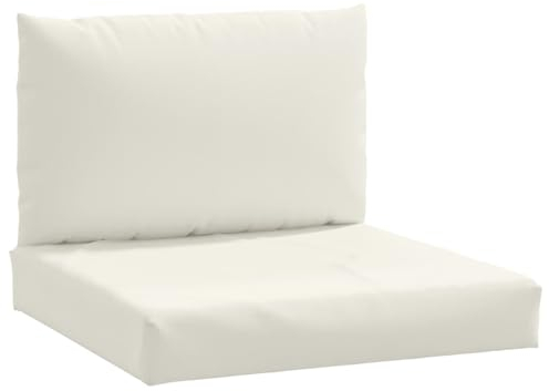 vidaXL Palettenkissen 2-TLG., Palettenauflage für Europaletten, Palettenpolster Palettensofa Outdoor Indoor, Sitzkissen Rückenkissen, Melange Creme Stoff