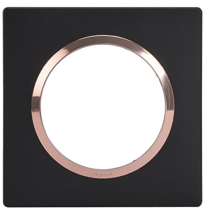 LEGRAND - Plaque Carrée Dooxie 1 Poste Finition Noir Bague Cuivre