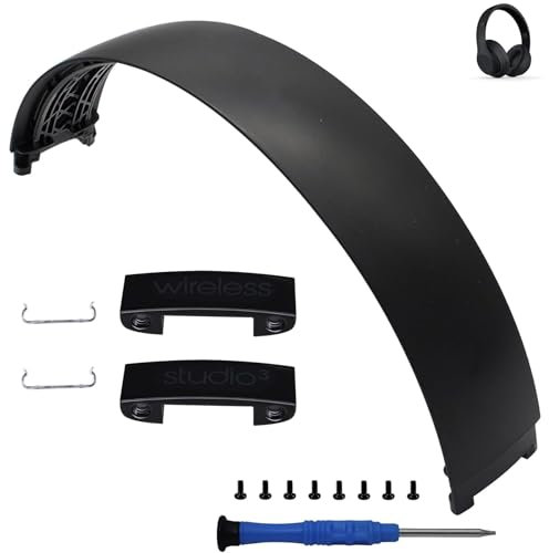 Studio 3 Ersatz-Kopfbügel und Scharnier-Ersatz für Beats Studio3 Kopfhörer, langlebiges Ersatzteil-Zubehör-Reparatur-Set (mattschwarz)