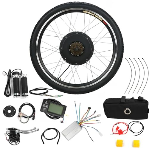 Dripex 26 48V 1000W Electronic Bike Conversion Kit, Rear Wheel Electric Bike Motor Conversion Kit, with LCD Display, 5 Mode PAS E-bike Cycling Hub, 5-level Smart Pedal Assistance, Widened Tires