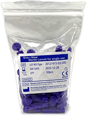 100 x One+Step Universal Lanzetten für alle gängigen Stechhilfen I Spezialschliff und ultrafeine 30 G Nadel zur nahezu schmerzfreien Blutentnahme I Blutlanzette steril I Ideal für Diabetiker