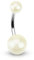 beyoutifulthings Bauch-nabelpiercing 2 ACRYL-Kugeln 8mm 1,6mm 10mm Nabel-Piercing Edelstahl Chirurgenstahl Bananabell Silber Perle