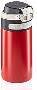 Leifheit Flip Bouteille Isotherme (350 ML) avec Bouchon à vis, mug Voyage avec Fermeture 100% Anti-Fuite, mug étanche avec Ouverture à Une Main, Rouge