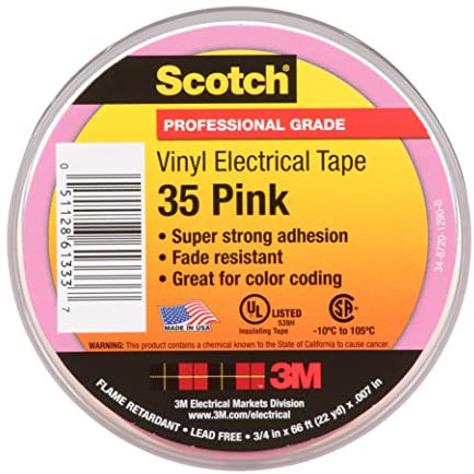 Scotch Professional Grade 35 - Cinta de vinilo (19 mm x 20,1 m x 0,177 mm), color rosa