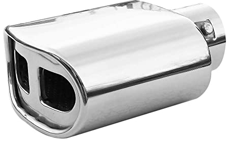 Universell Auspuffblende Doppelrohr Endrohr Edelstahl Auto Endrohrblenden Auspuffendrohr Auspuffrohr Tuning Schalldampf Blende Sport Oval Chrom Auspuffspitzen