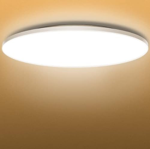 paurller PANNELLO LED Deckenleuchte, Φ52cm/ 40W/ Ra95 /IP40 Augenschutz Deckenlampe, Blendfrei Rund Modern Lampe Schlafzimmer Küche Wohnzimmer Flur Kinderzimmer Arbeitszimmer (3000K)