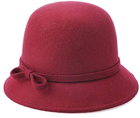 DongBao Eleganter, klassischer Damenhut, Cloche, weiche,Winterhut,Wollfilzhut Damen,Melonen Hut