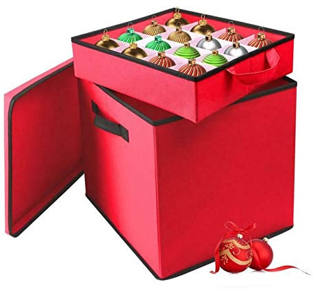 ADEPTNA Heavy Duty Christmas tree Bauble Decoration Storage Case with 4 trays – Holds up to 64 Baubles - Space Saving Stylist Collapsible Design