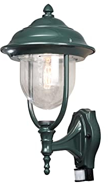 LED Landhaus Außenwandlaterne mit Bewegungsmelder, grün, Höhe 48cm