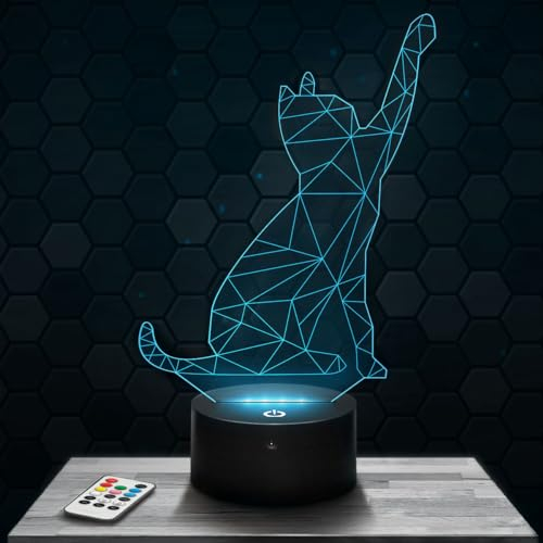 Lampephoto.fr Nachttischlampe - Touch-Nachtlicht Geometrische Katze 3D-LED-Lampe Illusion, Geschenkidee Weihnachten Geburtstag Junge und Mädchen Nachttischlampe Kinder- oder Erwachsenenzimmer TOP