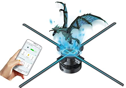 Ventilatore Olografico 3D 100cm, Proiettore Ologramma 3D con WiFi e Bluetooth, 1184 LED, Supporto Multi-Connessione Video Wall, App Controllo, 700 Video Inclusi, Ideale per Eventi, Fiere e Esposizioni