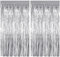 2Pcs 3.3ft x 8.2ft Tinsel Foil Curtains, Silver Metallic Foil Fringe Curtains, Backdrop Curtain Streamers for Baby Shower Birthday Bridal Shower Wedding Holiday Halloween Christmas