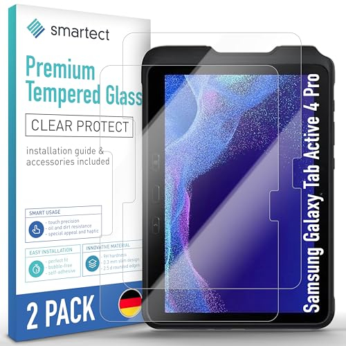 smartect Verre Trempé [2 Pièces, Clear] pour Samsung Galaxy Tab Active 4 Pro, Protecteur d'écran en Verre HD Anti Rayures, Sans Bulles, Dureté 9H, 0.3mm Ultra Transparent, Ultra Résistant