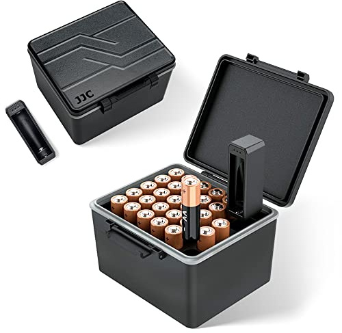 JJC AA Battery Case Holder for 28 x Double A Batteries with Battery Tester
