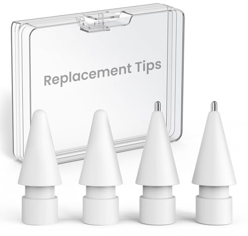 Delidigi Replacement Tips for Apple Pencil 1st/2nd Generation and Apple pencil Pro/(USB-C), 4 Pack High Sensitivity Ordinary Nibs & Upgraded Longer Metal Wear-Resistant Pen Like Nibs for iPencil