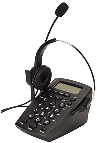 Telefono per Call Center con Cuffia, Cuffia con Filo Telefono con Tastiera FSK DTMF ID Chiamante Rete Fissa per Casa Call Center Ufficio