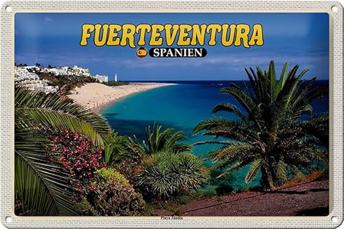 Femer Blechschild Reise 30x20cm Fuerteventura Spanien Playa Jandia Meer