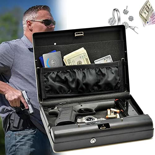XDLYWUZIQ Tragbarer Pistolen-sicherheits-Safe, Boden-sicherheits-Safe, Kleine Haus-schließfach-schränke, Waffenschloss-Schrank-aufbewahrung Für Nachttisch, Nachttisch, Regal, 2 Notschlüssel