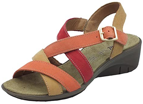 ENVAL SOFT 3765822 Nabuk Codex Arancio Sandali Confort per Donna in pelle zeppa bassa (Taglia 36)