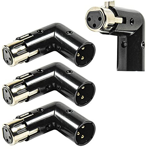 HQRP 4-Pack 3-Pin XLR Angle Adapter Dual Male & Female with 4 Adjustable Angle Positions Right Left and 90 Degree, Compatible with Mixers That Interfere with Other Applications, 3-Pin Connector