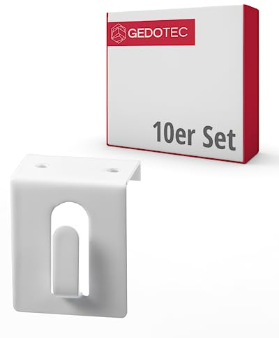 Gedotec Fensterhaken weiß | Einhängehaken aus Stahl | Dekohaken Zum Einhängen in Türen & Fenster bis 17 mm | Ohne Kleben & Bohren | Türhaken für Dekoration & Gardinen-Stange | 10 Stück - Fensterclip