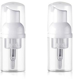 2Pcs 30ml/1oz Empty Foam Pump Bottles Refillable Clear Plastic Foamer Bottles Small Foam Soap Dispenser Travel Size for Foaming Soap Face Wash Shampoo