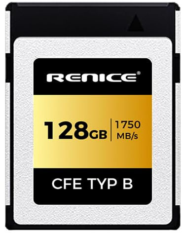 RENICE Pro CFexpress Type B 128GB Compact Flash Tarjeta Memoria Lectura Continua 1750 MB/S Escritura Continua 1500 MB/S Adopte PCIe Modo pSLC Fotógrafos Cámaras Videógrafo Admite Videos 8K