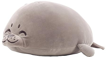 JAWSEU Weiche Plüschtier Robbe Grau Dichtung Spielzeug, Meerestier-Kissen, Mollig Klecks Siegel Kissen Niedliche Dichtung Stofftier Baumwolle PlüSchtier Kissen Stuffed Ocean Animals Doll Gifts
