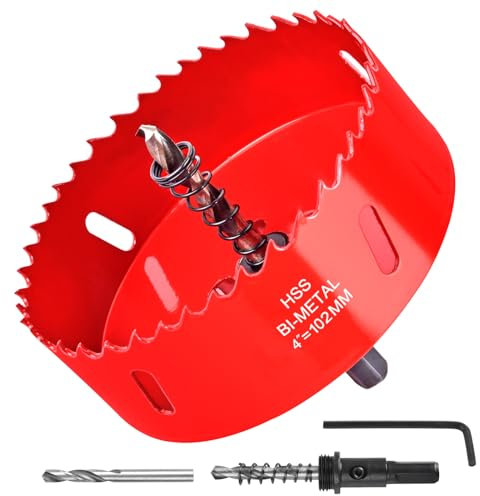 4 Inch / 102mm Hole Saw for Wood, Plastic Board, Ceiling,Drywall, and Metal Sheet - HSS Bi-Metal Hole Cutter with Pilot Drill Bit