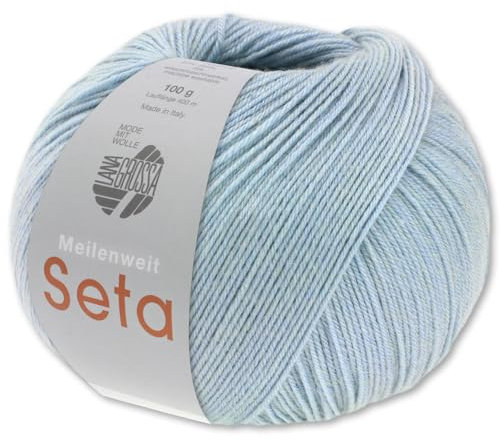 Frida's Wollhaus Lana Grossa 100 g Meilenweit 100 Seta Sockenwolle Merino Seide Garn 31 Farben (22 | Hellblau)