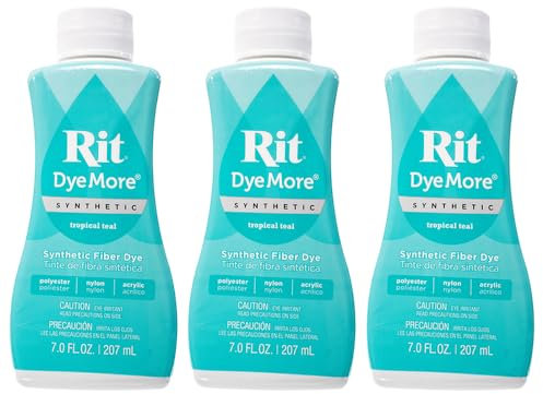 Rit DyeMore - Tinte de fibra líquida sintética de 7 onzas para ropa, decoración y manualidades, verde azulado tropical (paquete de 3)