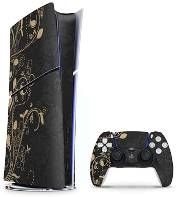 Skins4u Slim PS5 Skins Aufkleber Set kompatibel mit PlayStation 5 DIGITAL Edition + PS5 Controller Skin Wrap Faceplate Design Schutz Folie Darkmoon