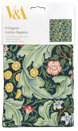 J.H. Dearle Stoffservietten, Bio-Baumwolle, V&A-Design, florale Leicester-Tapete, wiederverwendbar, 4 Stück